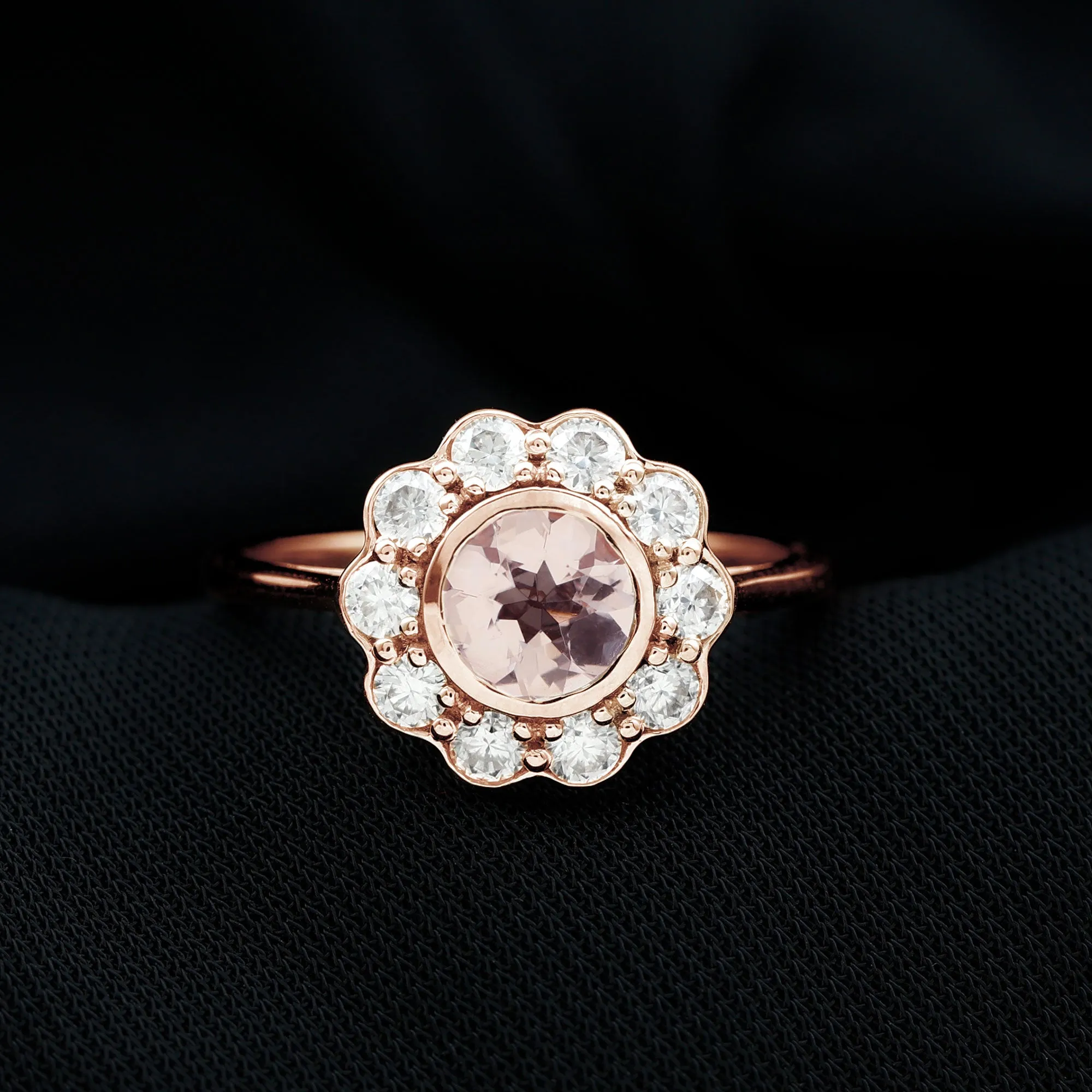 Morganite and Diamond Floral Inspired Engagement Ring