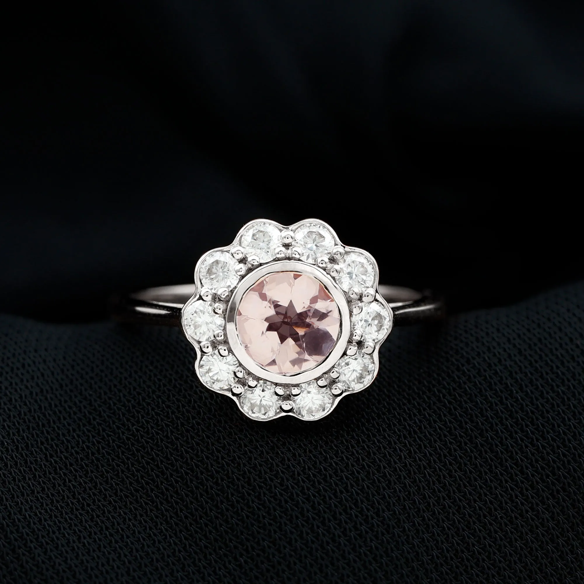 Morganite and Diamond Floral Inspired Engagement Ring