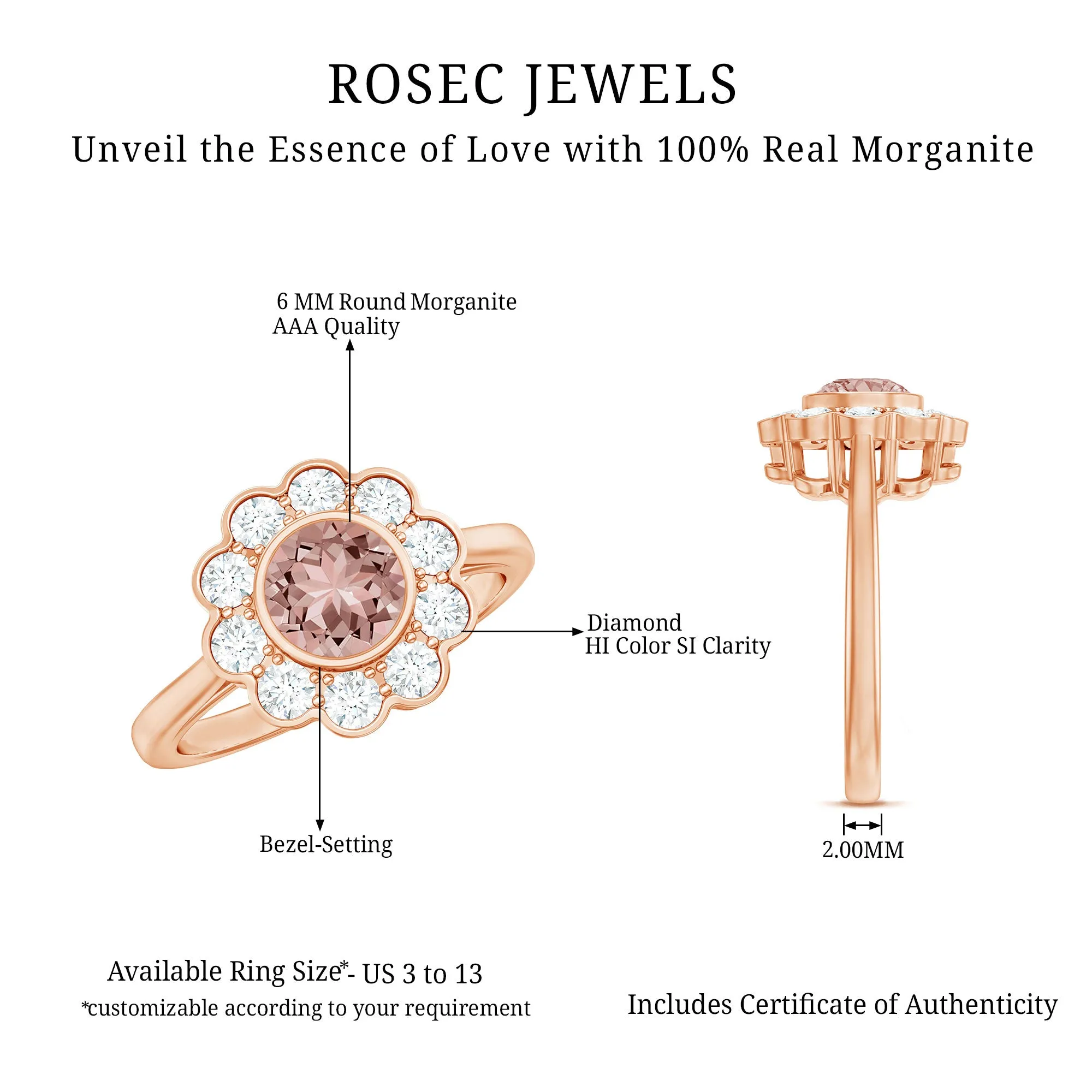 Morganite and Diamond Floral Inspired Engagement Ring