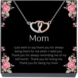 Mothers Day Necklace Jewelry Gifts for Mom- Heart Pendant Necklace on Quote Card Best Mom Ever Gifts from Son or Daughter