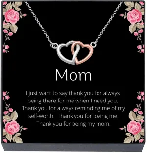 Mothers Day Necklace Jewelry Gifts for Mom- Heart Pendant Necklace on Quote Card Best Mom Ever Gifts from Son or Daughter