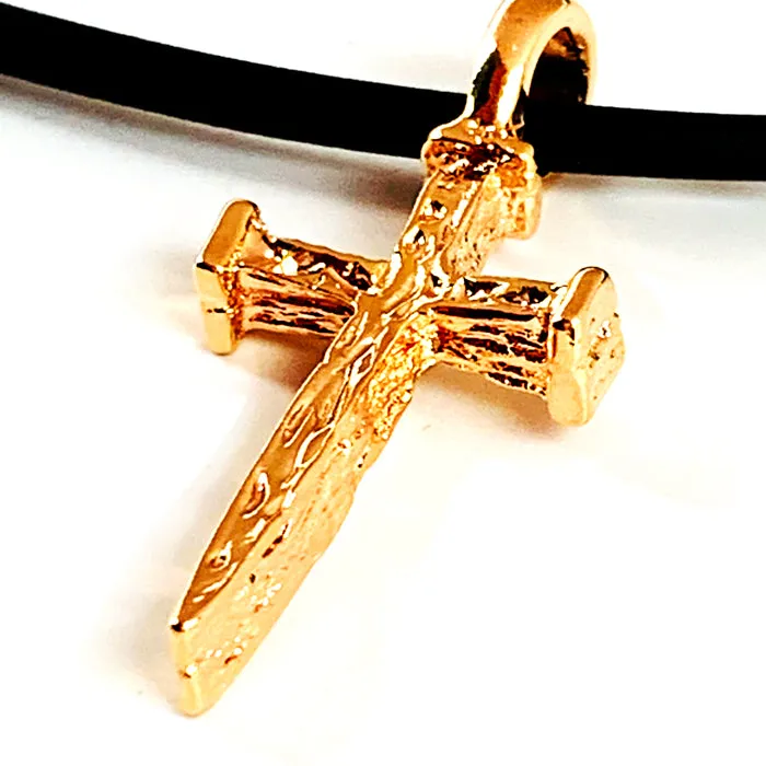 Nail Cross Rose Gold Metal Finish Necklace