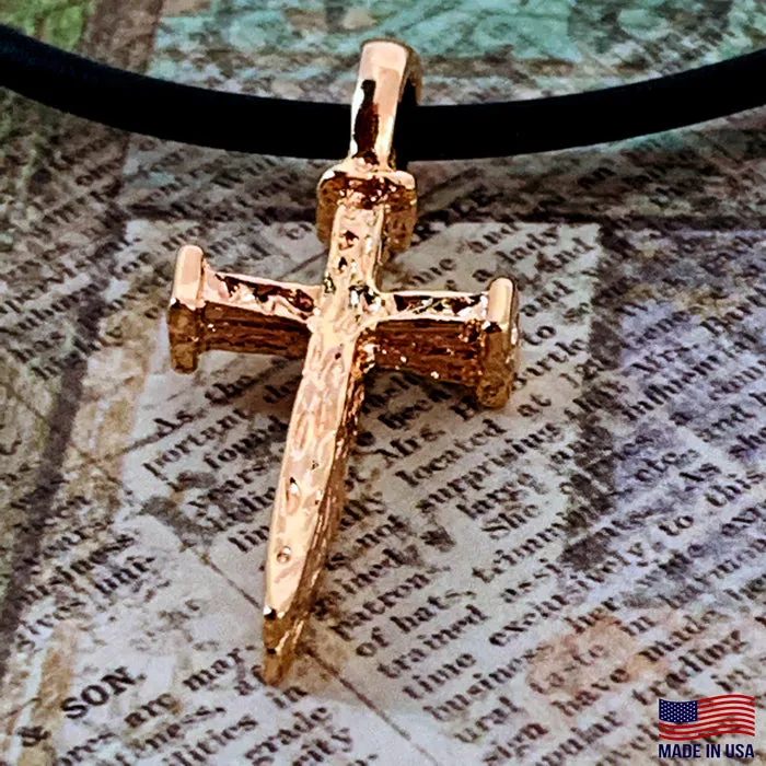 Nail Cross Rose Gold Metal Finish Necklace