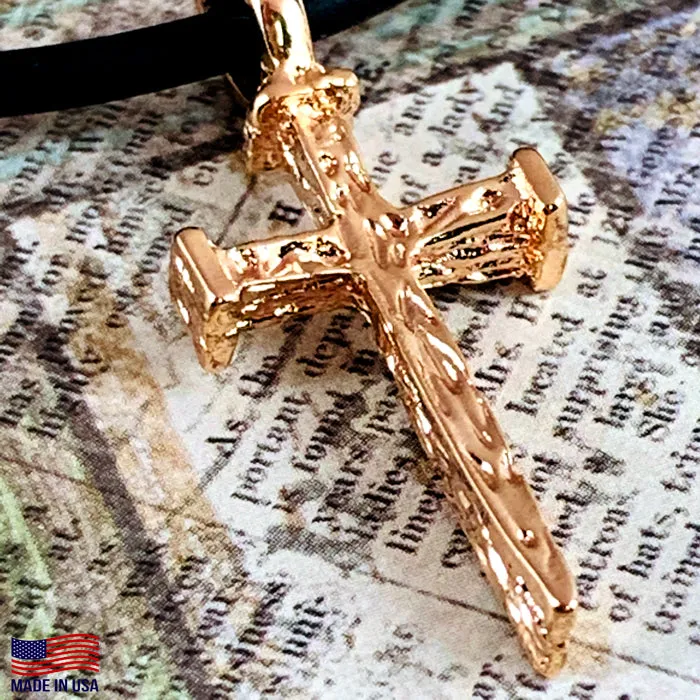 Nail Cross Rose Gold Metal Finish Necklace