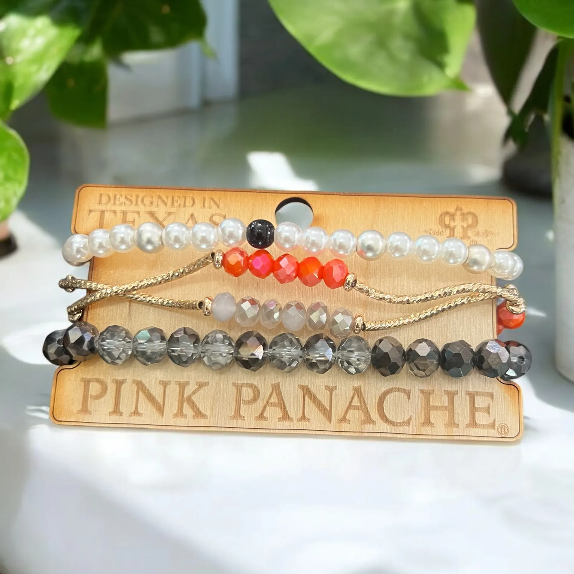 Orange & Black Pearl Bracelet Set