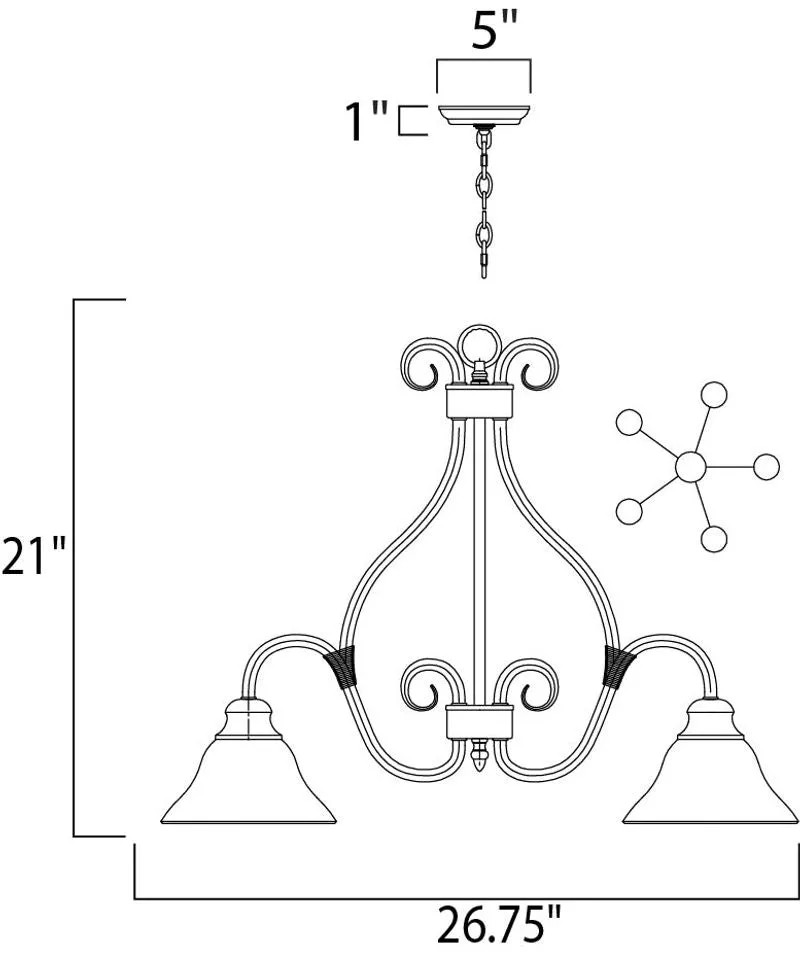 Pacific 26.75" 5 Light Down Light Chandelier in Kentucky Bronze