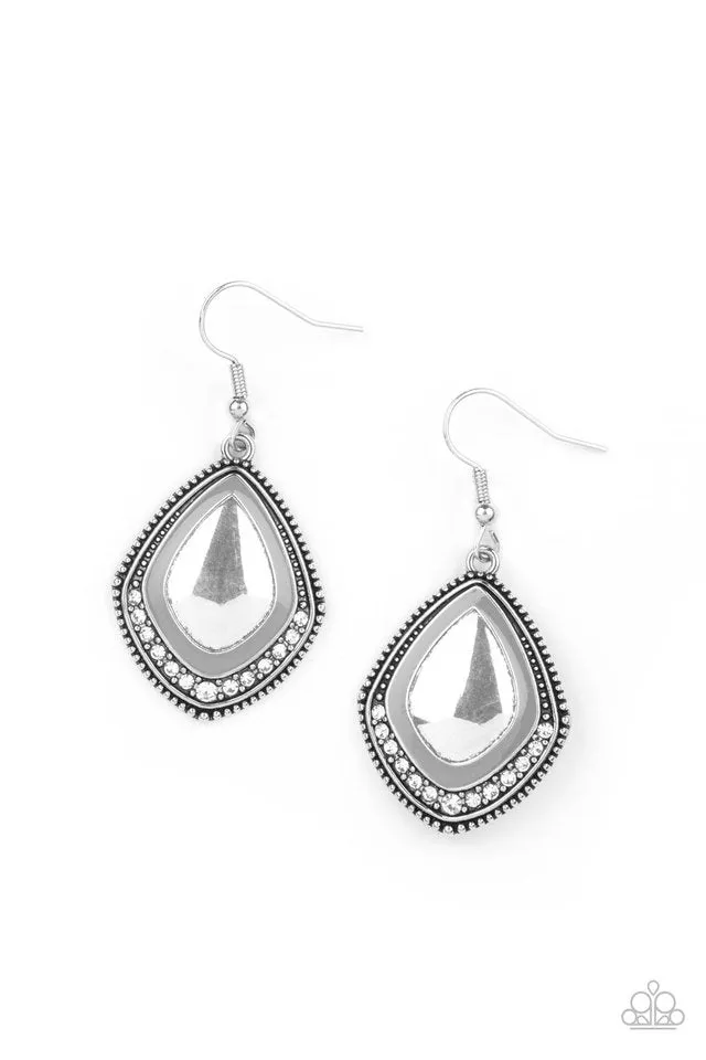 Paparazzi Earring ~ Fearlessly Feminine - Silver