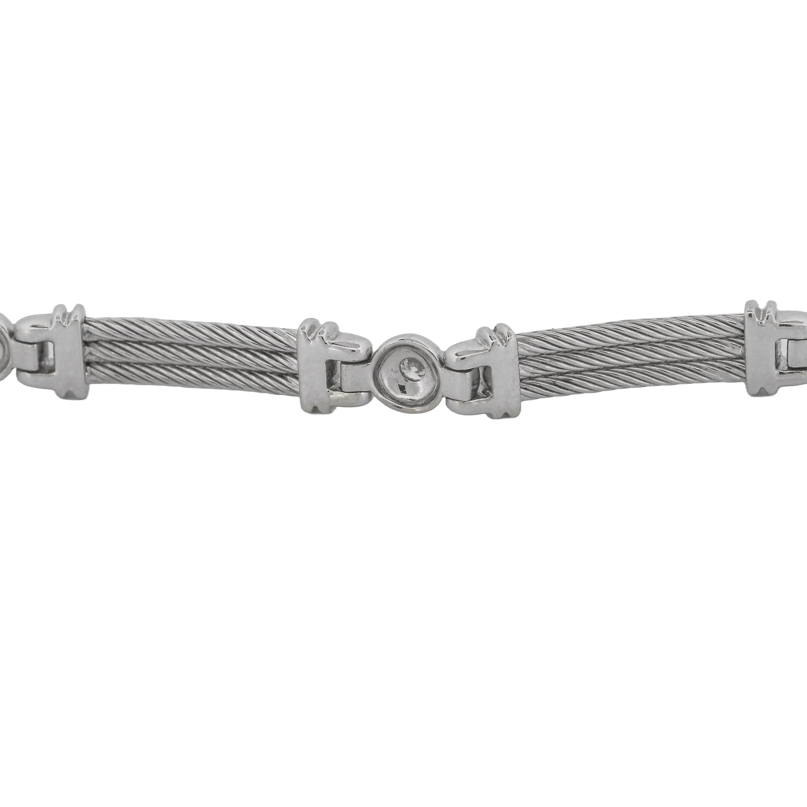 Philippe Charriol Diamond Cable Link Bracelet in 18k White Gold