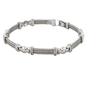 Philippe Charriol Diamond Cable Link Bracelet in 18k White Gold