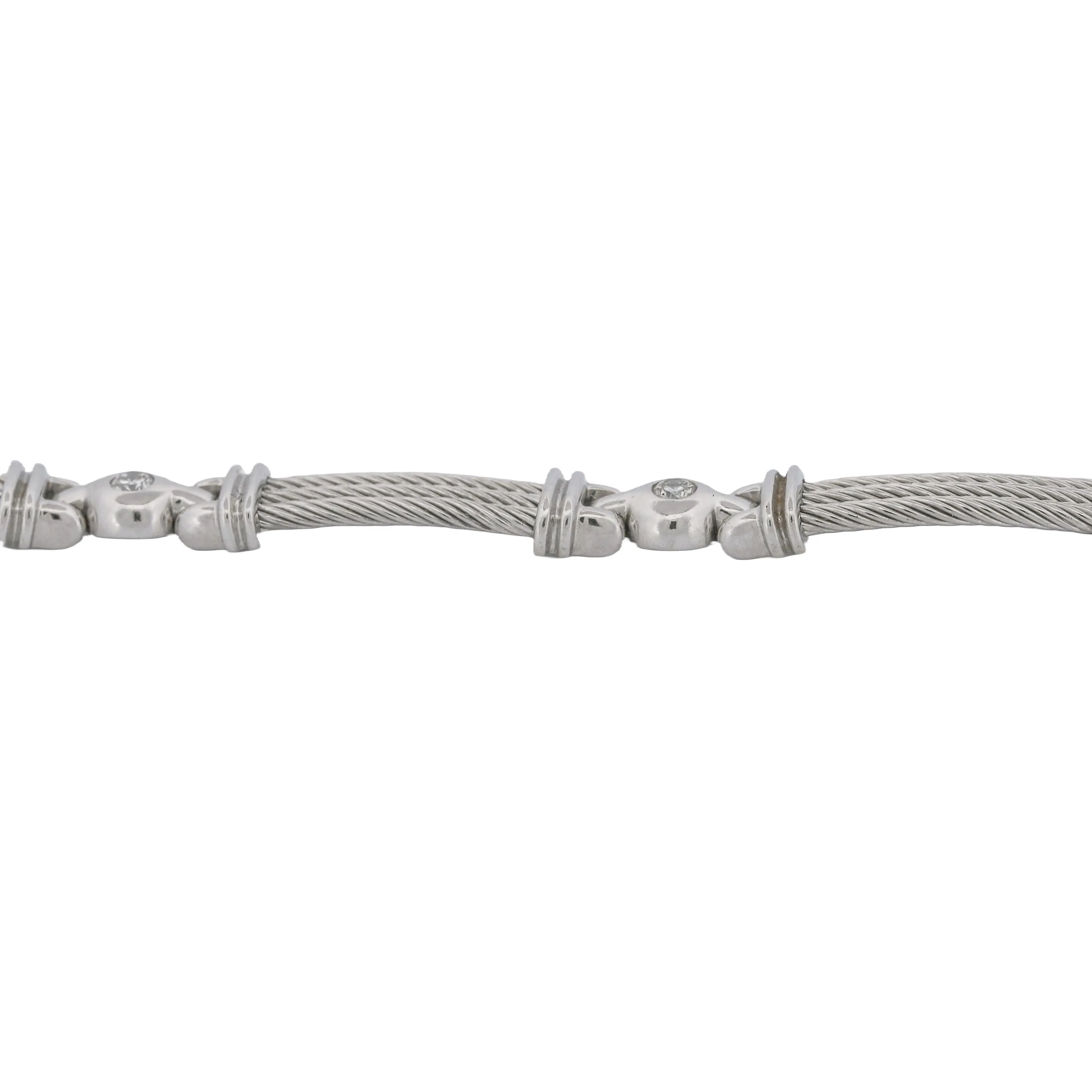 Philippe Charriol Diamond Cable Link Bracelet in 18k White Gold