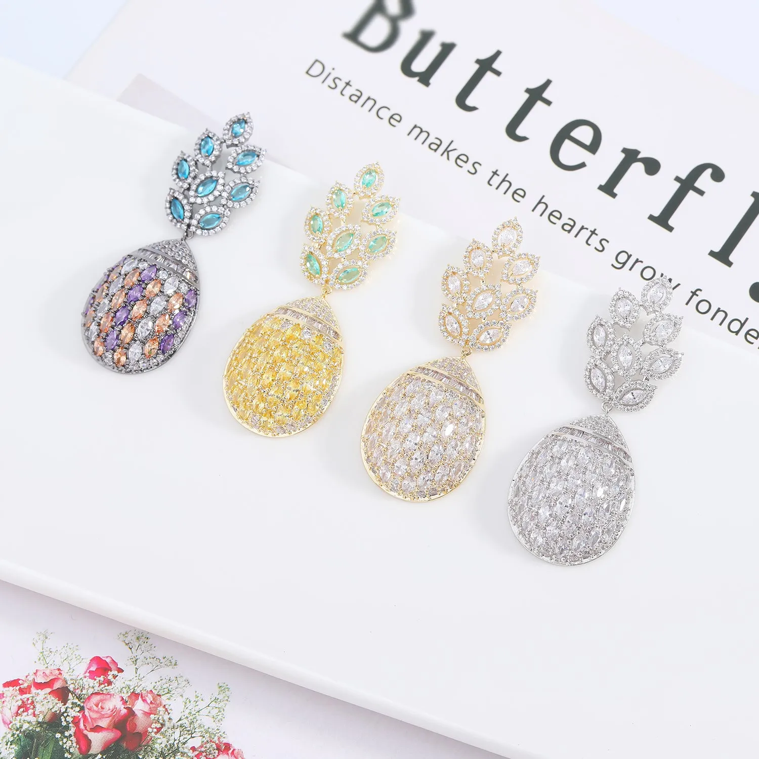 Popular Cubic Zirconia Pineapple Earring for Wedding Accessories CE10904