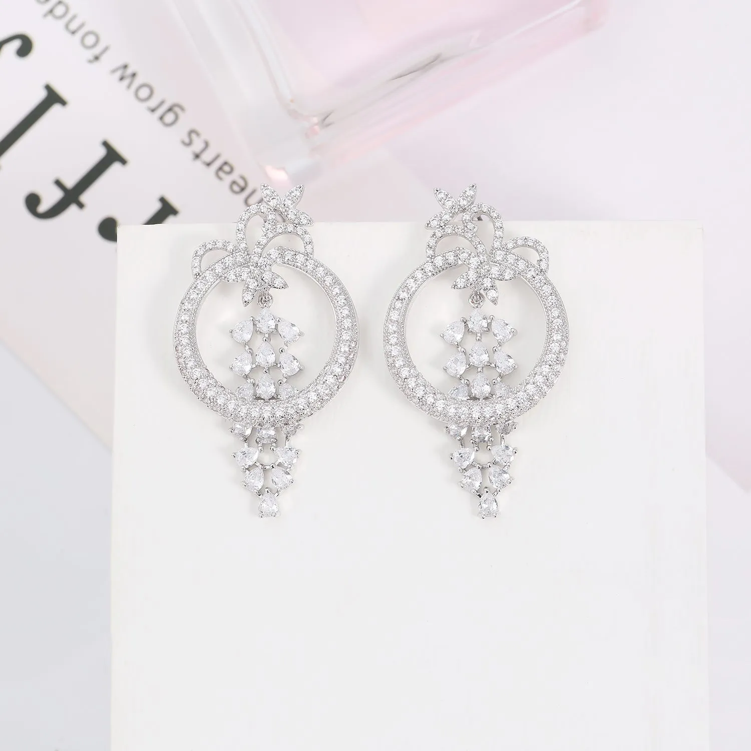 Popular Cubic Zirconia Round with Charm Earring for Wedding,Bridal Jewelry CE10922