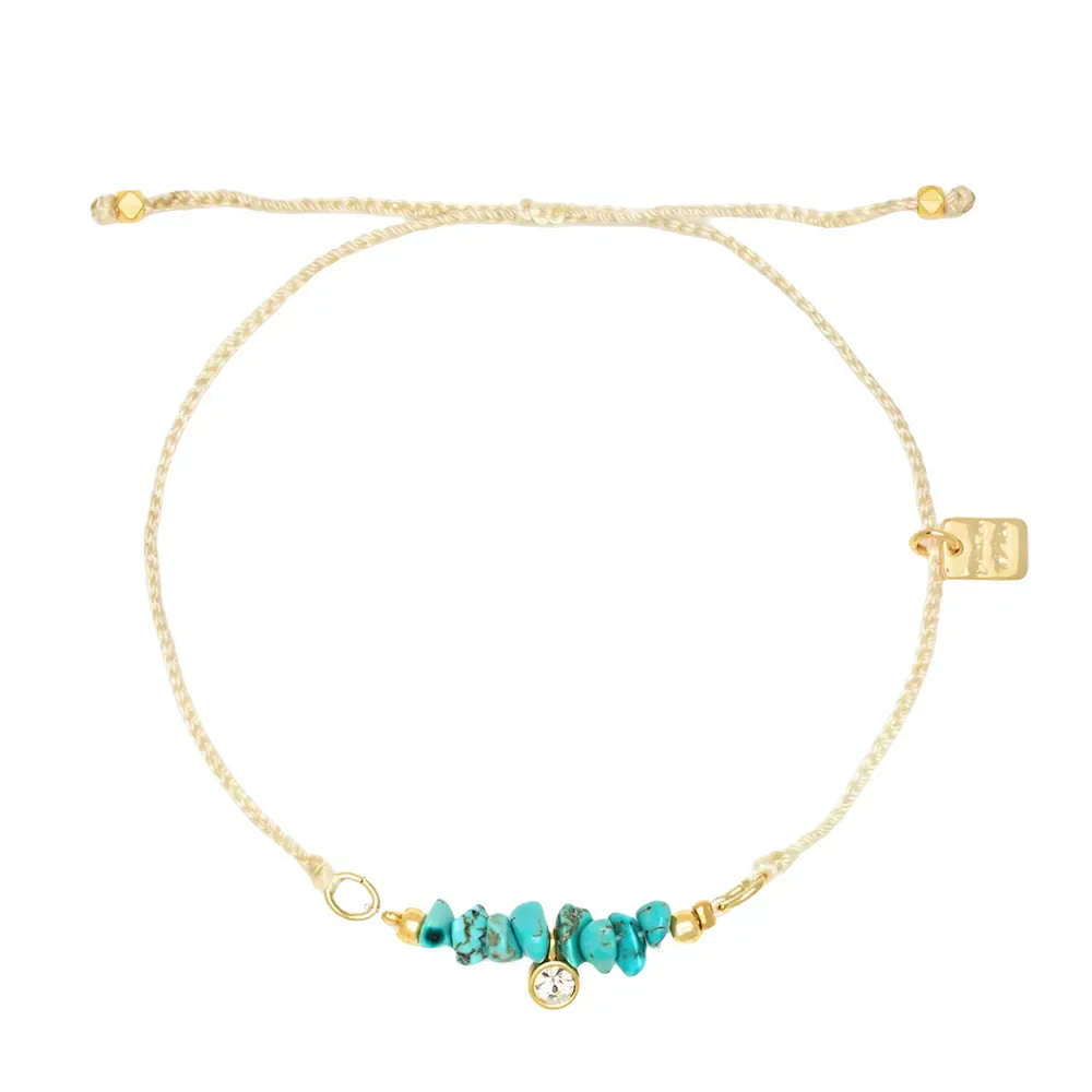 Pura Vida Dainty Turquise Gold Charm Bracelet