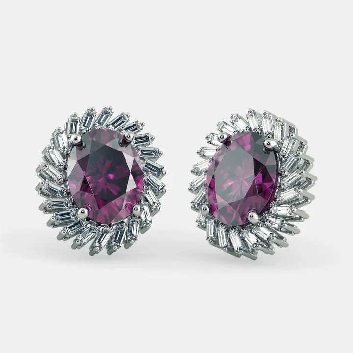 Purple Amethyst Oval Earrings 925