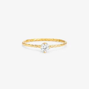 R9003W | 3.5mm White Diamond Homespun Solitaire Ring