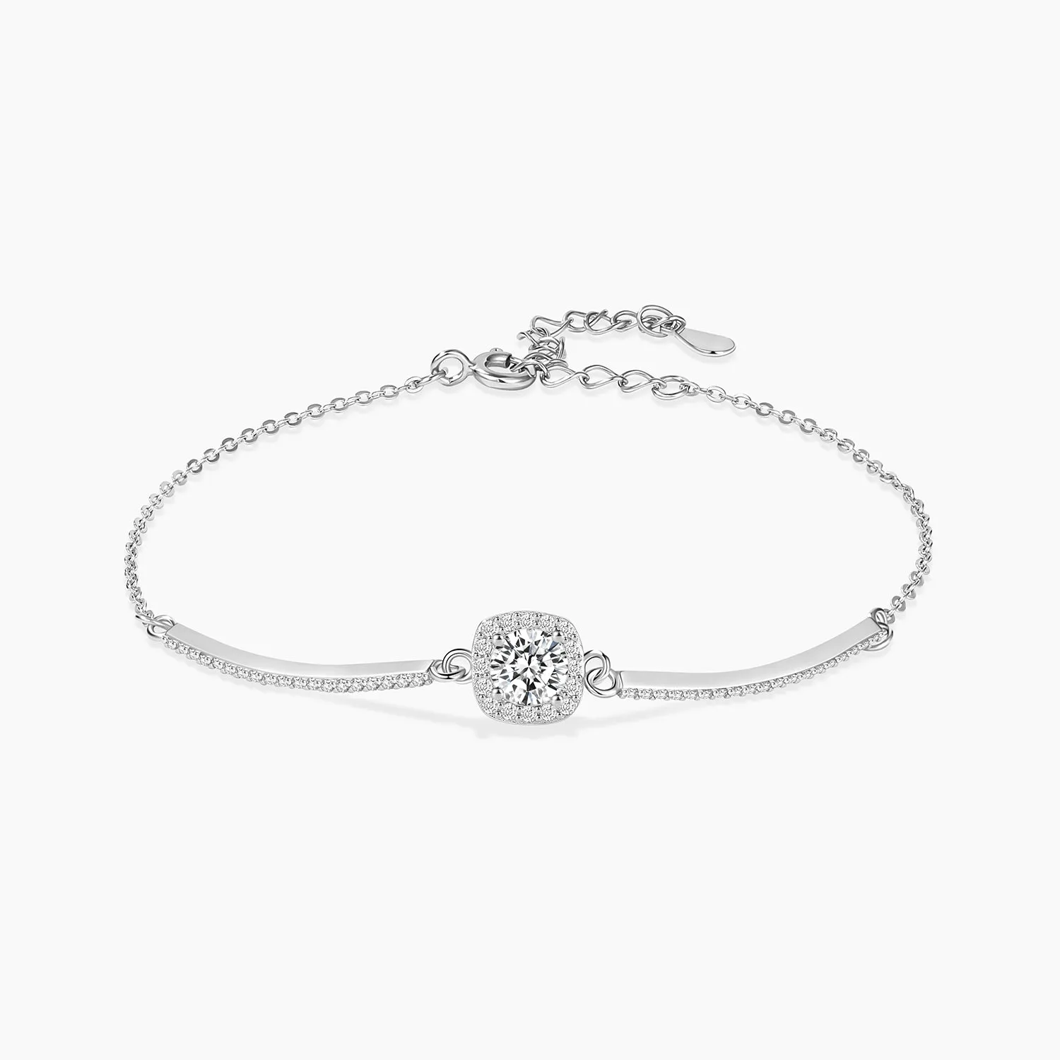 Radiant Cut Moissanite Adjustable Bracelet