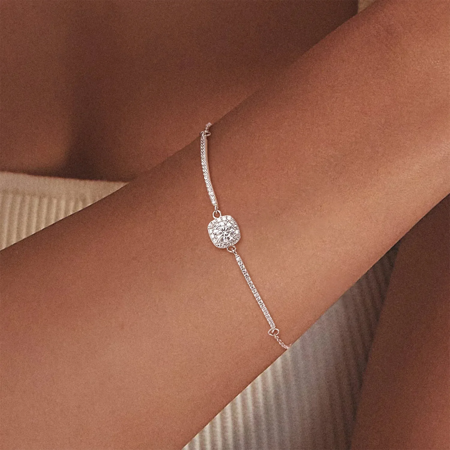 Radiant Cut Moissanite Adjustable Bracelet