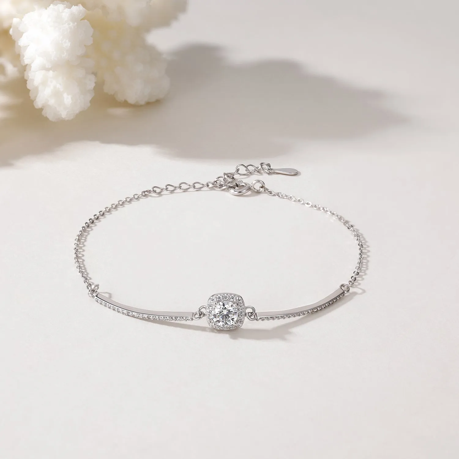 Radiant Cut Moissanite Adjustable Bracelet