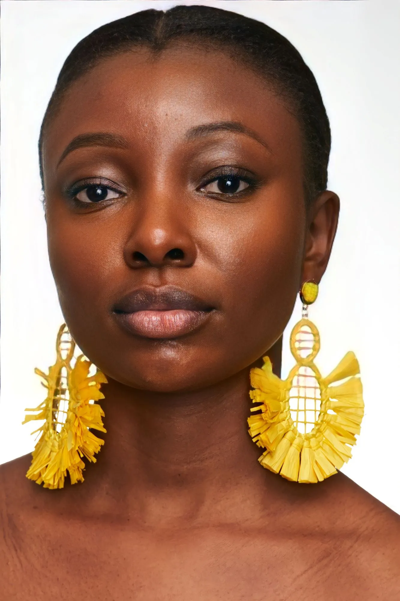 Raffia Drop Yellow Earrings