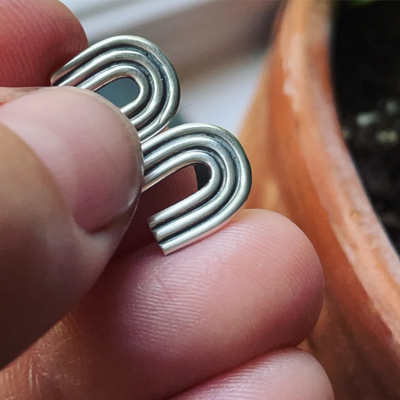 Rainbow Arch Sterling Silver Post Earrings