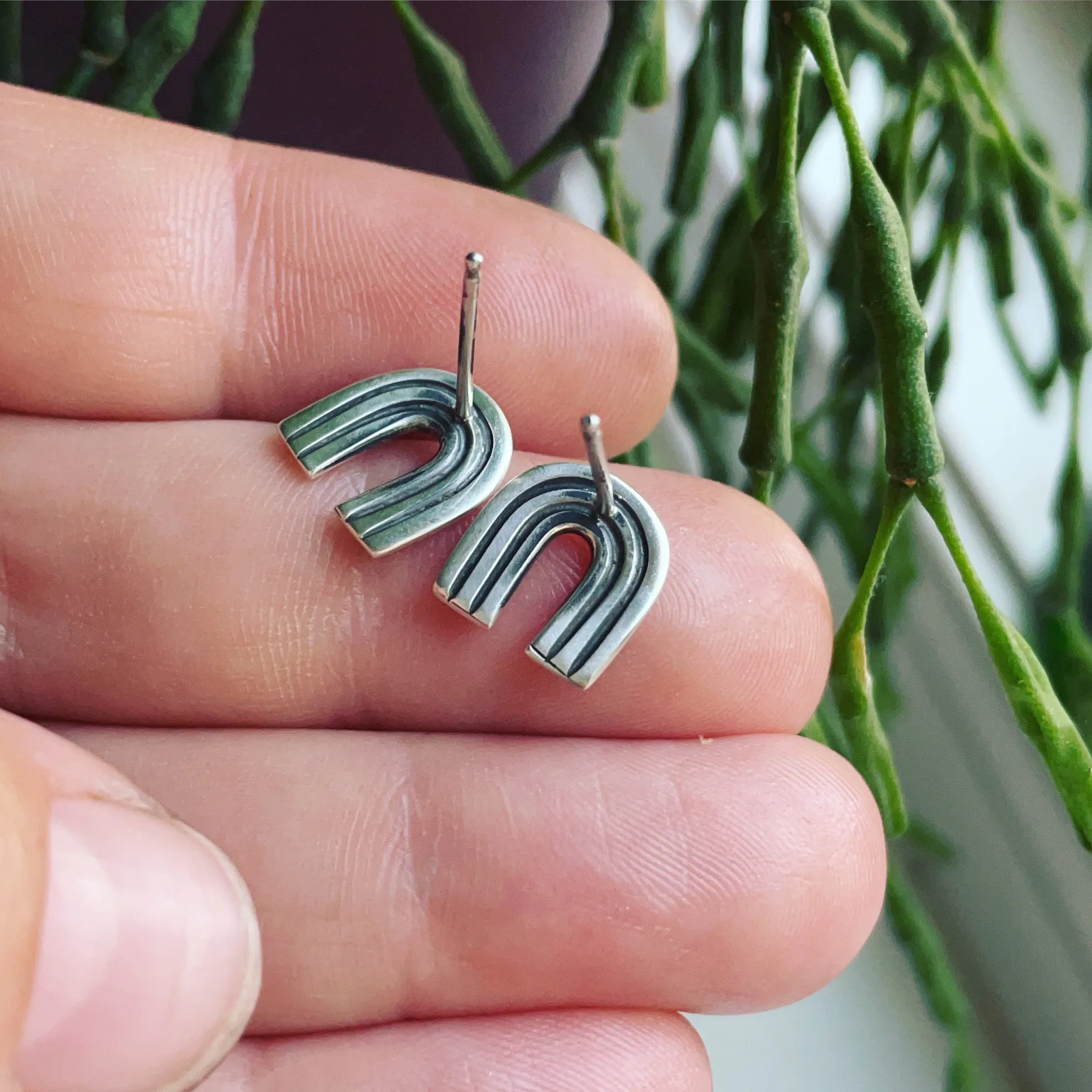 Rainbow Arch Sterling Silver Post Earrings