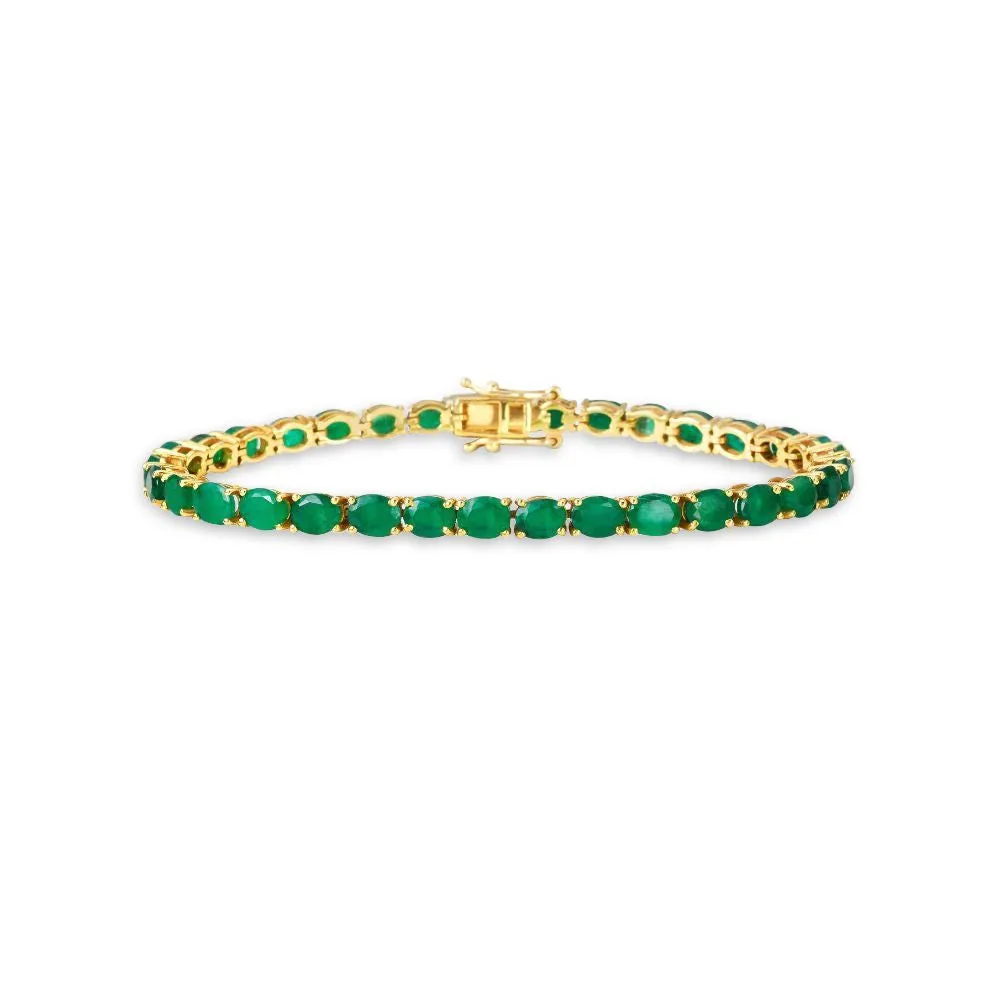 Ready to Ship Oval Shape Emerald Tennis Bracelet (11.00 ct.) 4-Prongs Setting in 14K Gold