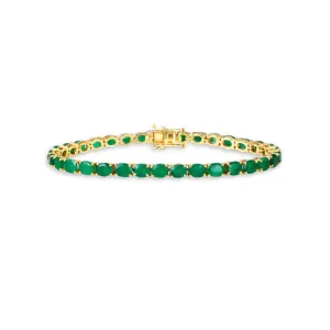 Ready to Ship Oval Shape Emerald Tennis Bracelet (11.00 ct.) 4-Prongs Setting in 14K Gold