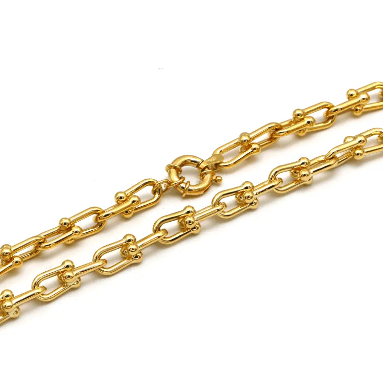 Real Gold GZTF Bold Chunky Solid Hardware Necklace With Luxury Round Lock 4751 (40 C.M) N1439