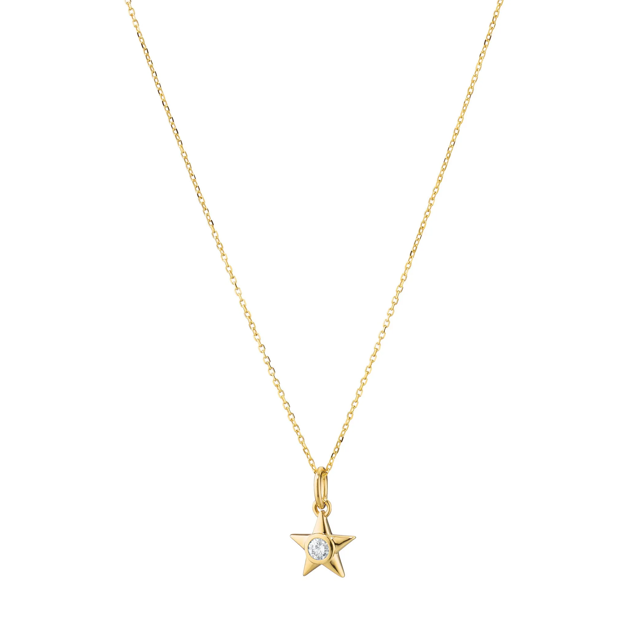 Reclaimed 18K Yellow Gold and Round Bezel Set Diamond Star Charm, 1 Diamond