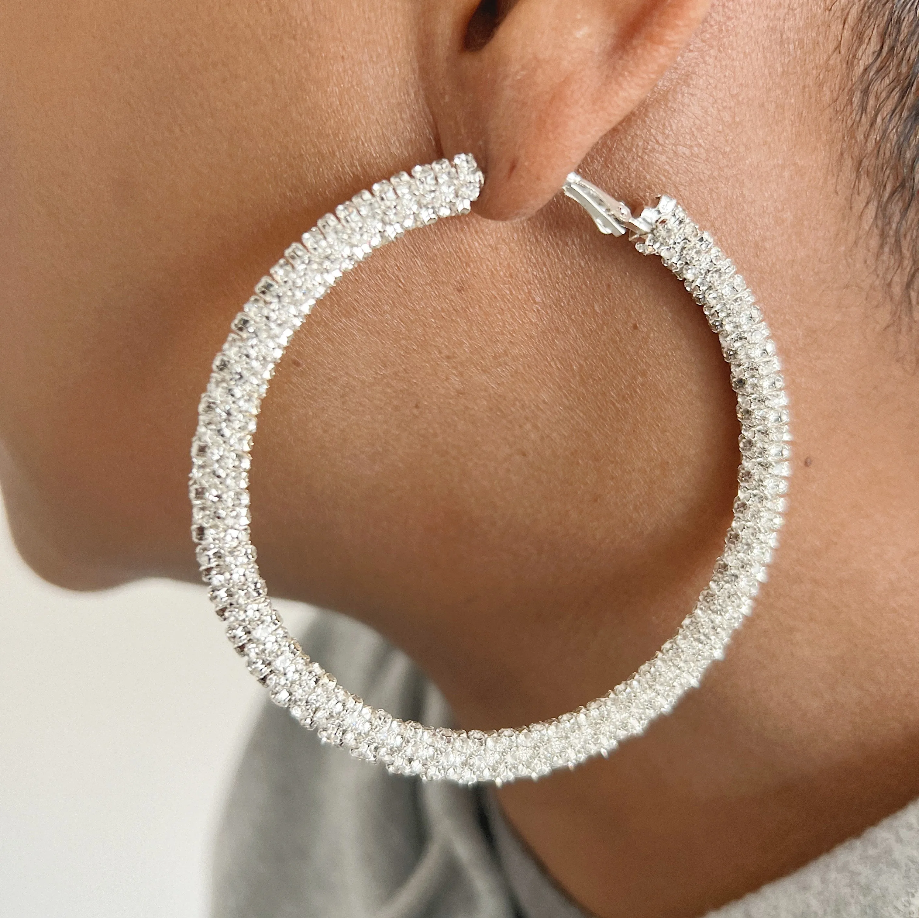 Rhinestone Hoop Earrings