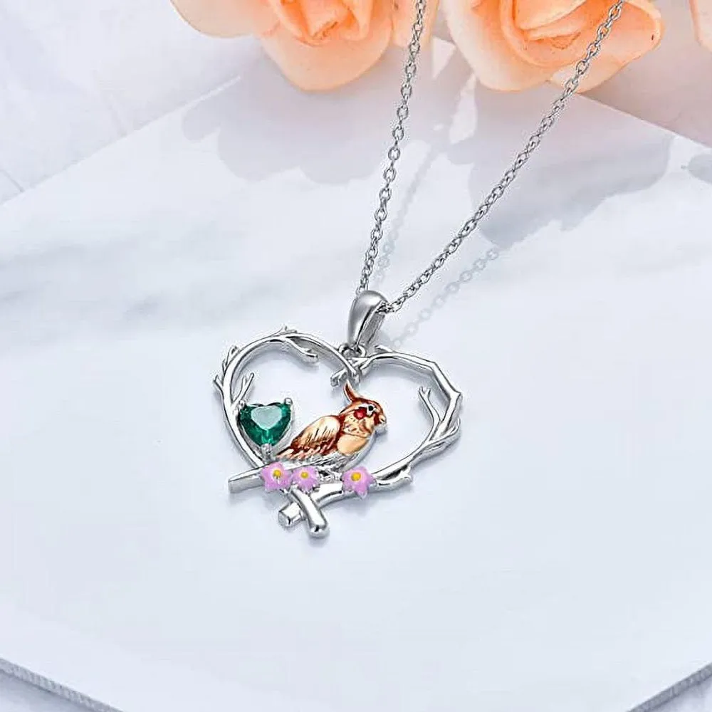 Robin Bird Pendant Necklace 925 Sterling Silver Cute Bird Necklace Anniversary Jewelry Gifts for Women Girls Friend Mom Birthday