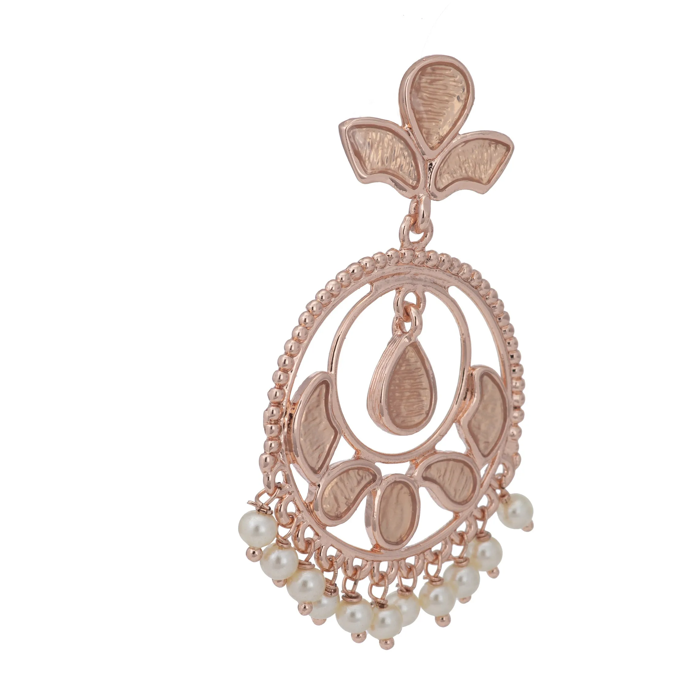 Rose Gold Stylish Fancy Party Wear Pearl Earrings