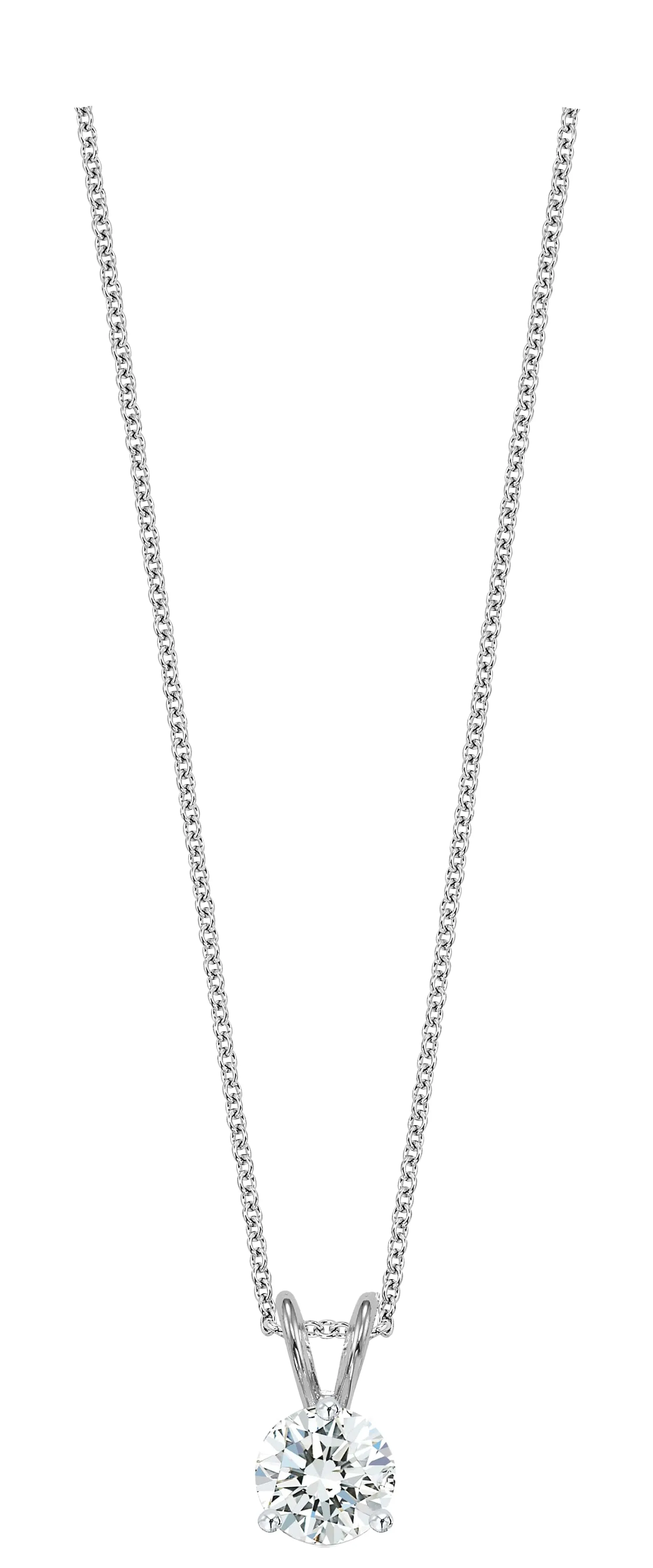 Round Lab-Created Brilliant Cut Diamond Solitaire Pendant Necklace in White Gold, 1.50 cttw