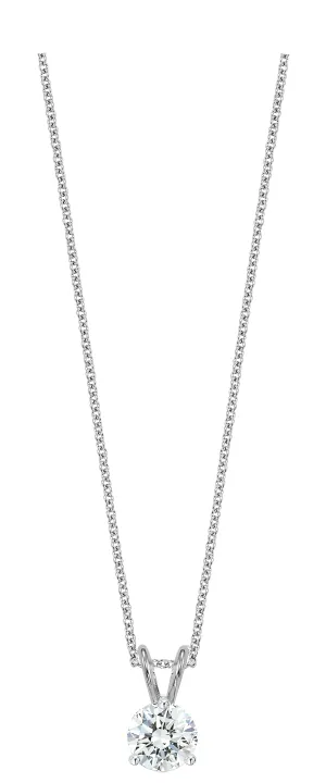 Round Lab-Created Brilliant Cut Diamond Solitaire Pendant Necklace in White Gold, 1.50 cttw