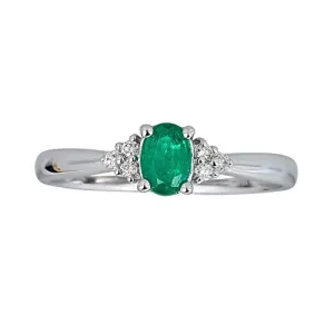 Serena 10K White Gold Oval-Cut Emerald Ring