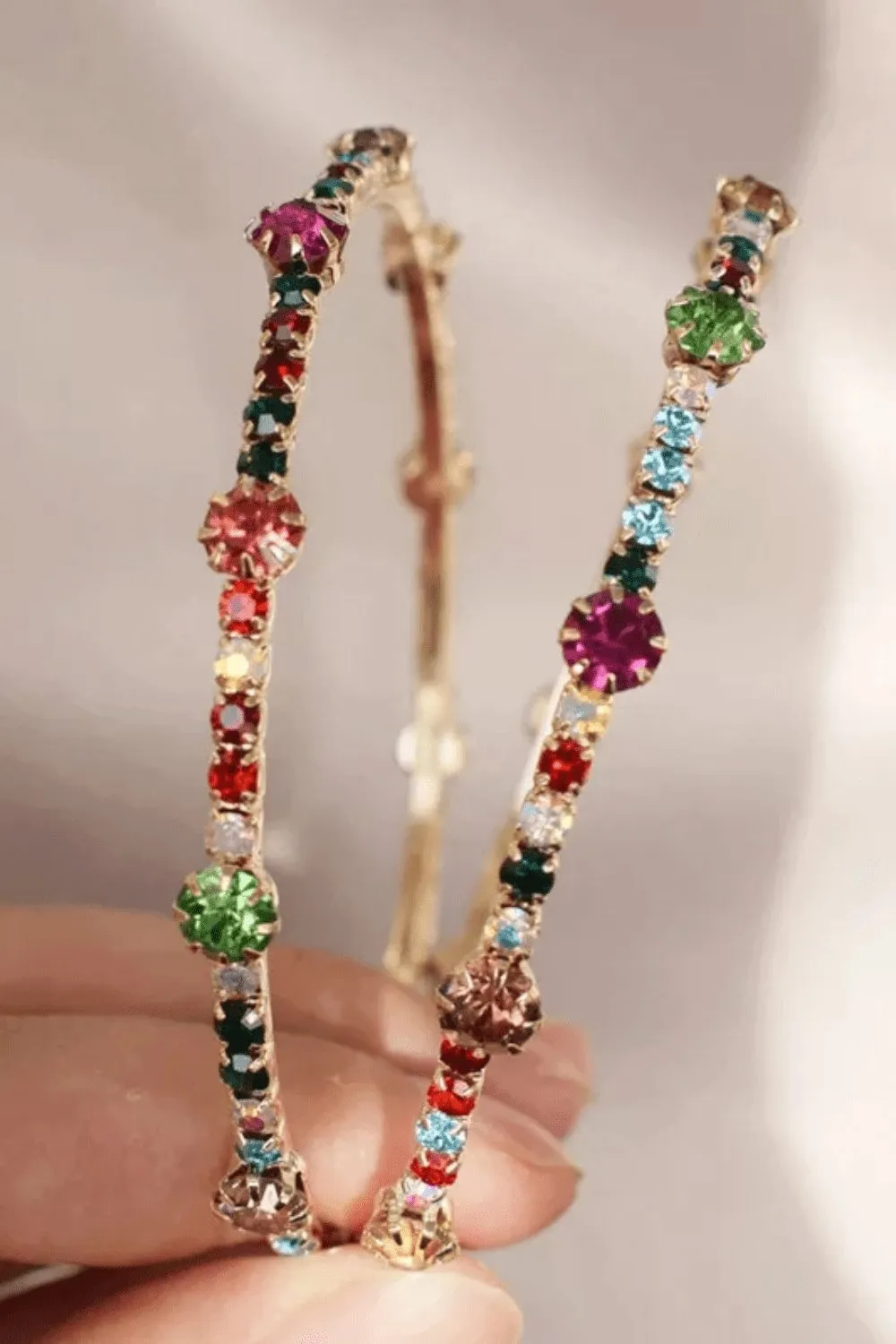 Shiny Rhinestone Gems Statement Huge Hoop Earrings