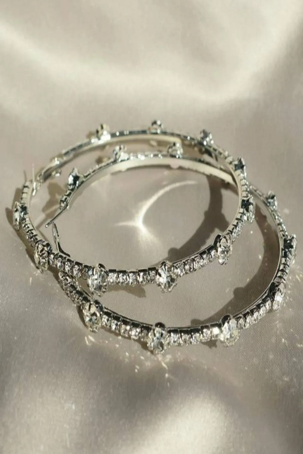 Shiny Rhinestone Gems Statement Huge Hoop Earrings