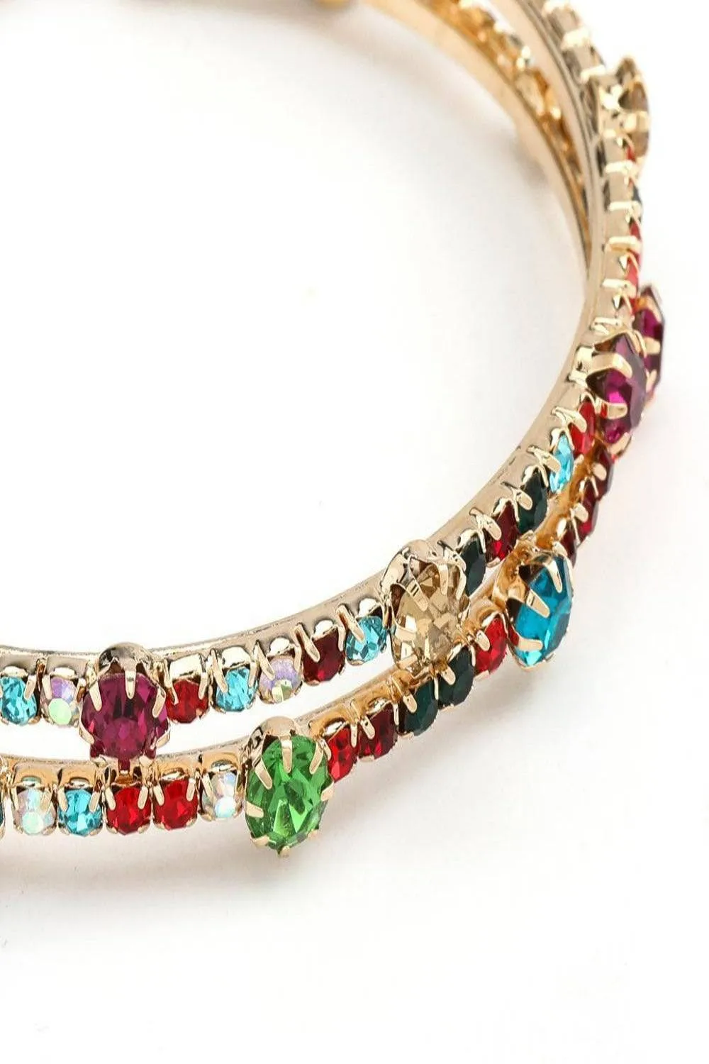 Shiny Rhinestone Gems Statement Huge Hoop Earrings