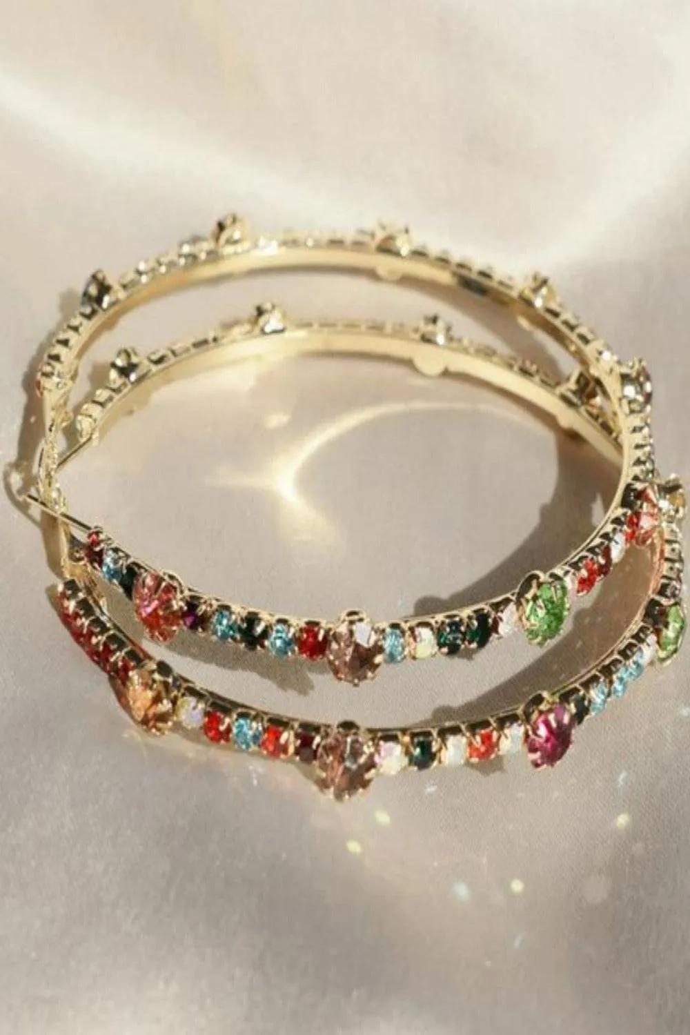 Shiny Rhinestone Gems Statement Huge Hoop Earrings