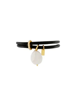 Short Pearl Leather Bracelet