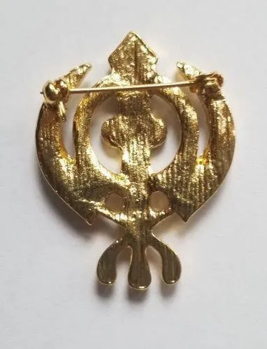 Sikh gold plated poppy khanda brooch for remembrance day