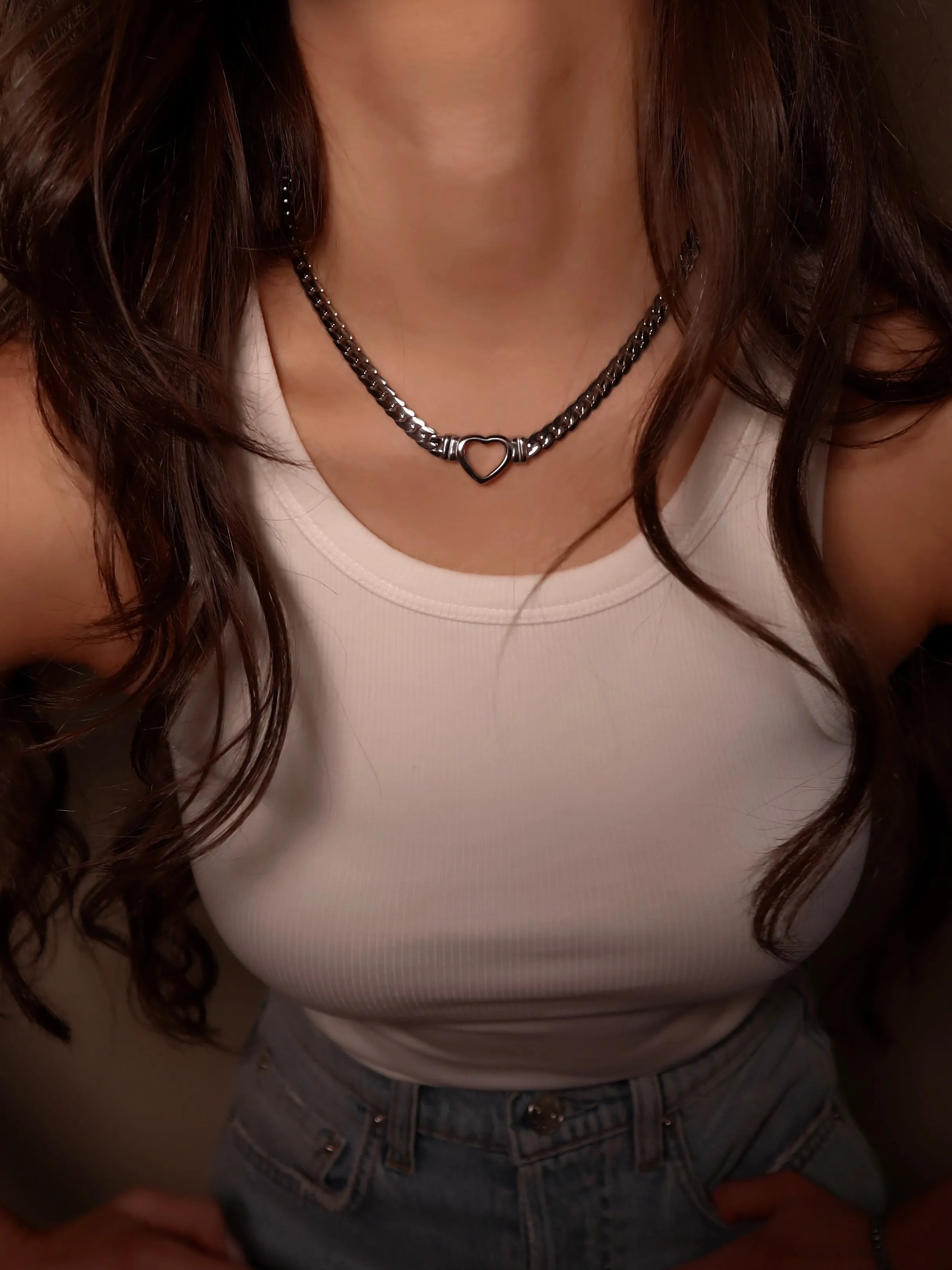 Silver Heart Chain Necklace