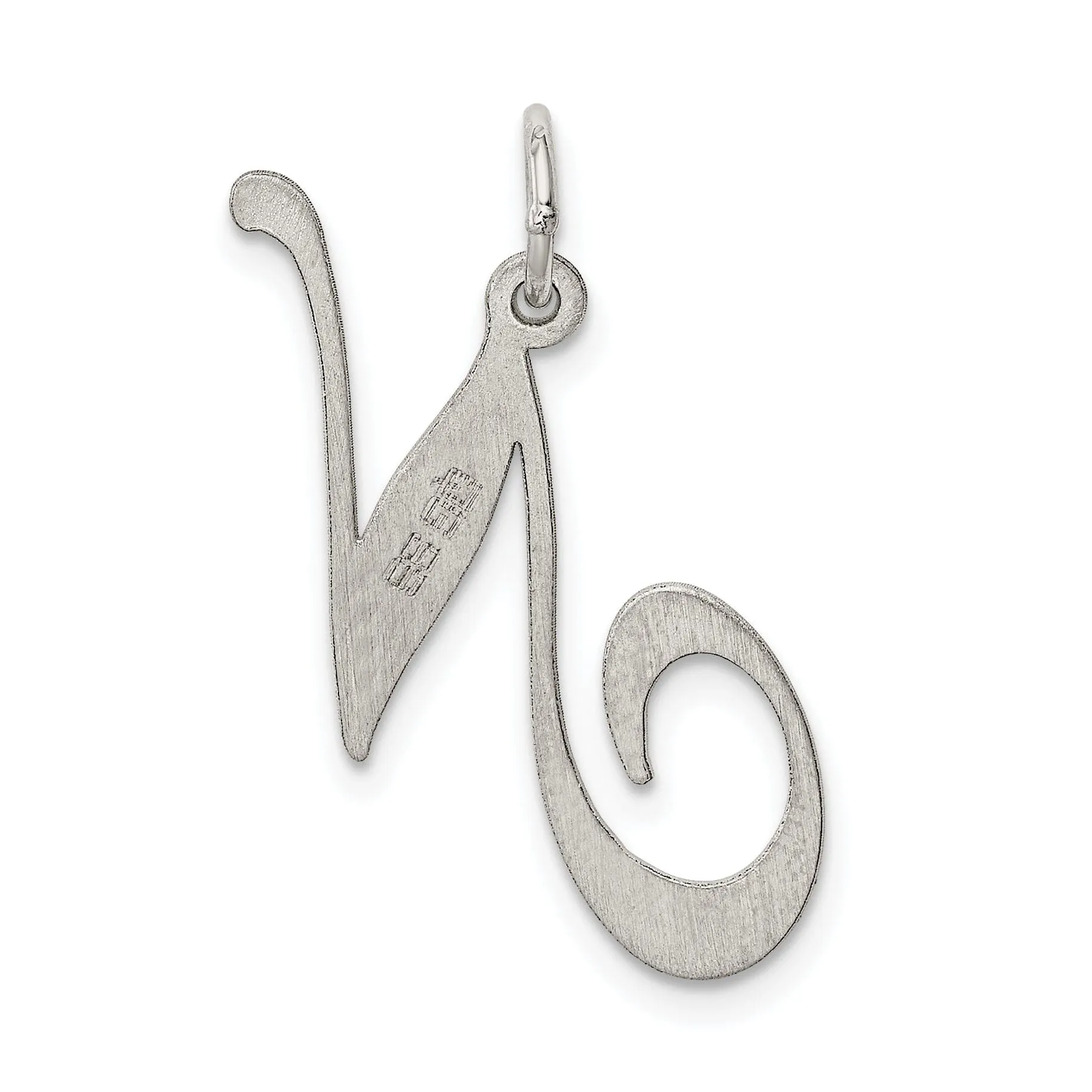 Silver Large Fancy Script Initial N Charm