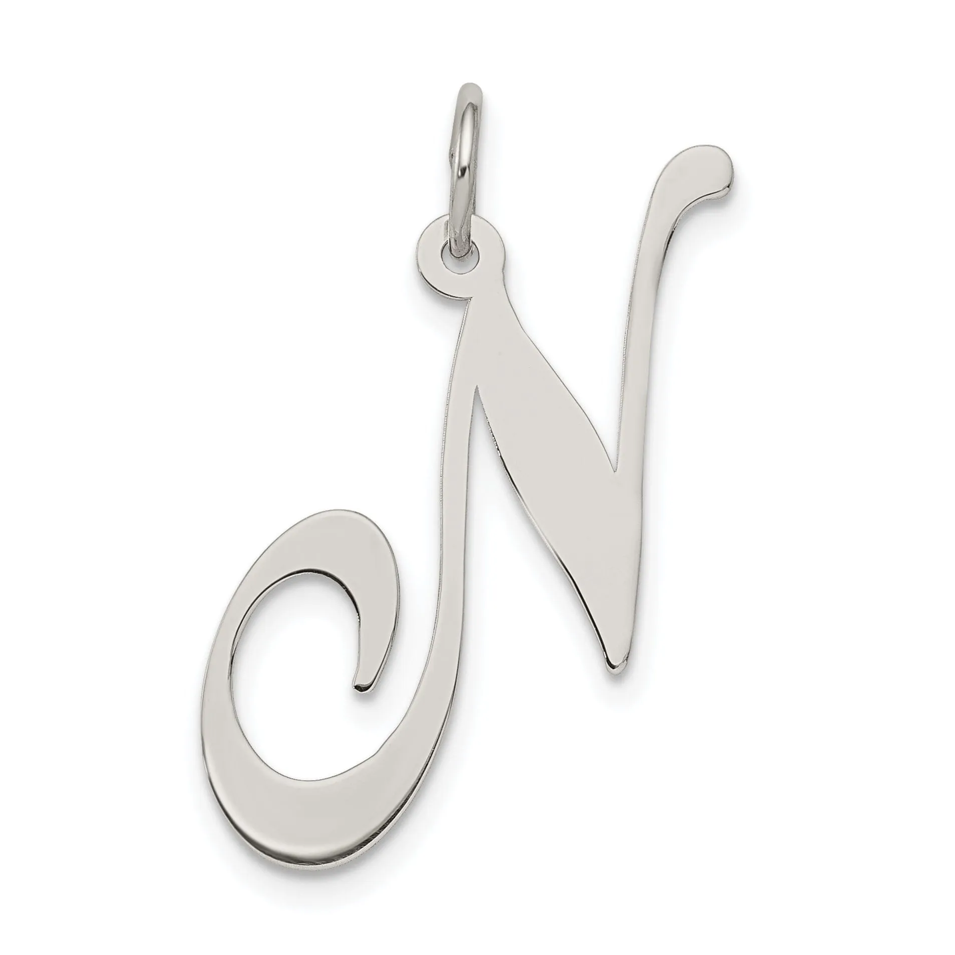 Silver Large Fancy Script Initial N Charm