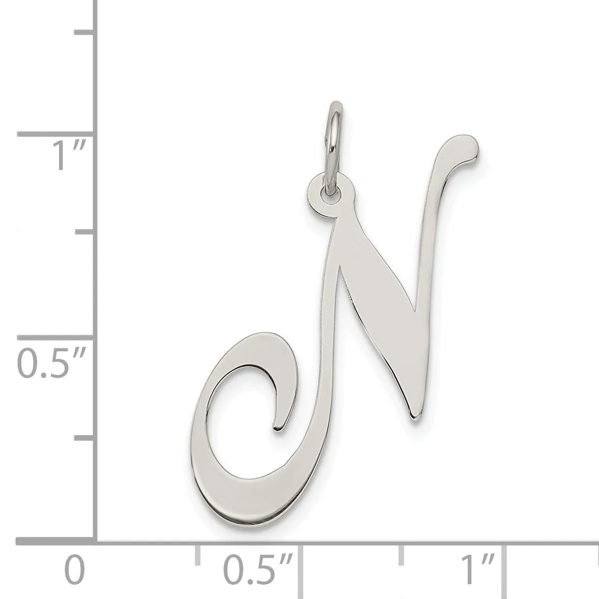 Silver Large Fancy Script Initial N Charm