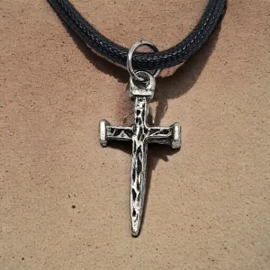 Silver Nail Cross Necklace