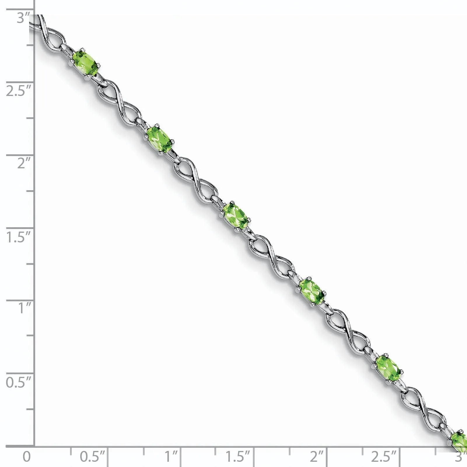 Silver Peridot Gemstone Round Diamond Bracelet