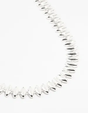 Silver Plated Pointed Link Chunky Necklace