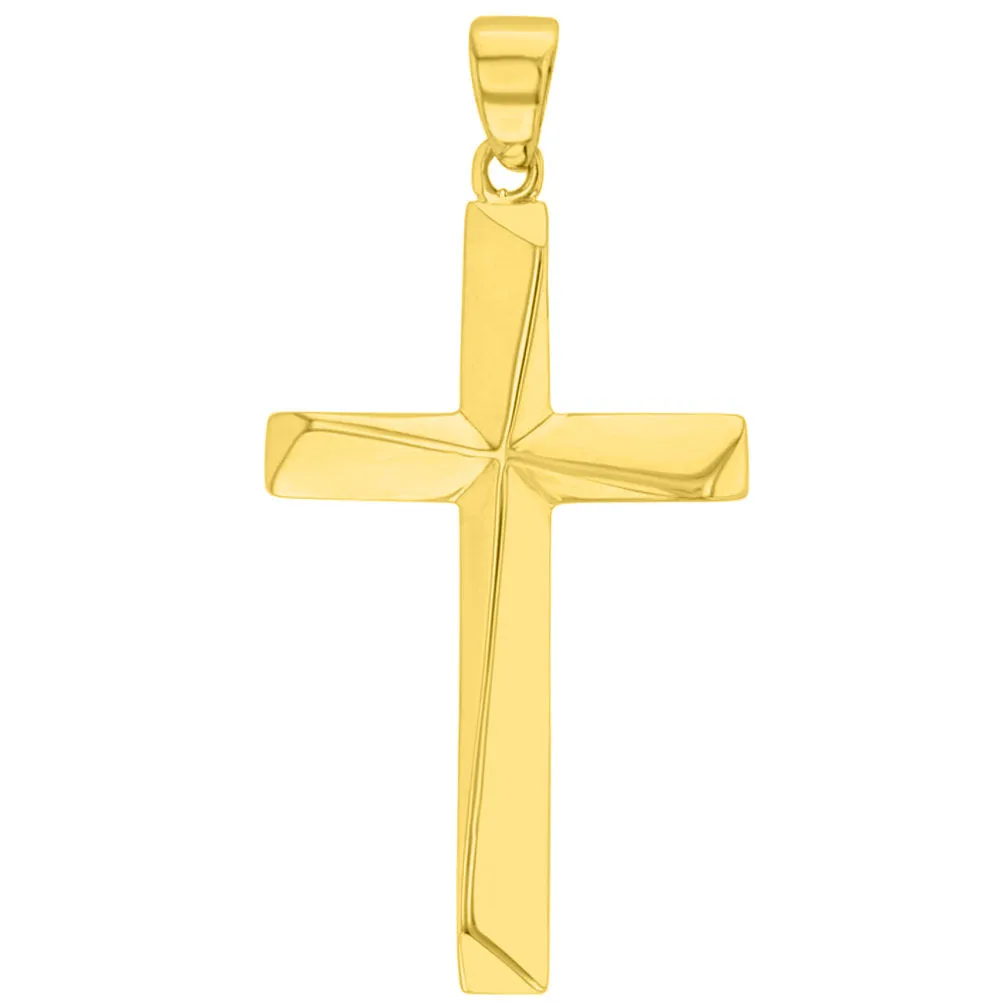 Solid 14K Yellow Gold Elegant Religious Plain Cross Pendant