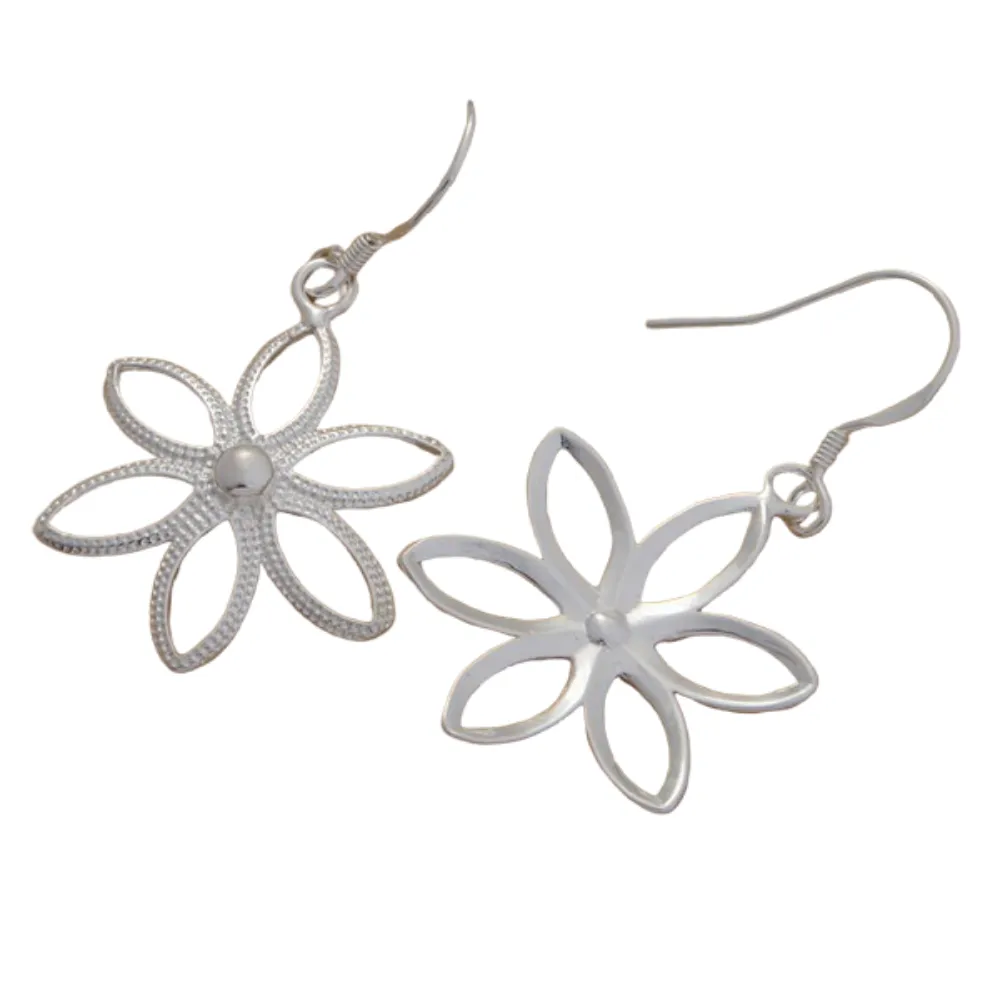 Star Flower Light Silver Earrings For Woman